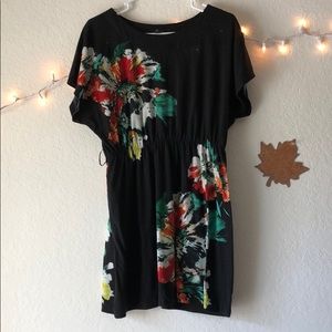 Black and flower print dress